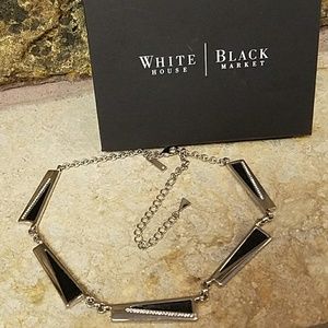 WHBM Silver / Leather Adjustable Necklace